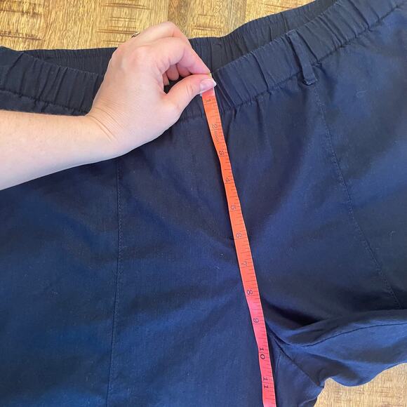 J.Jill Linen Wide Leg Pants Medium Petite Navy Stretch Cropped Nautical Beach - Picture 9 of 13